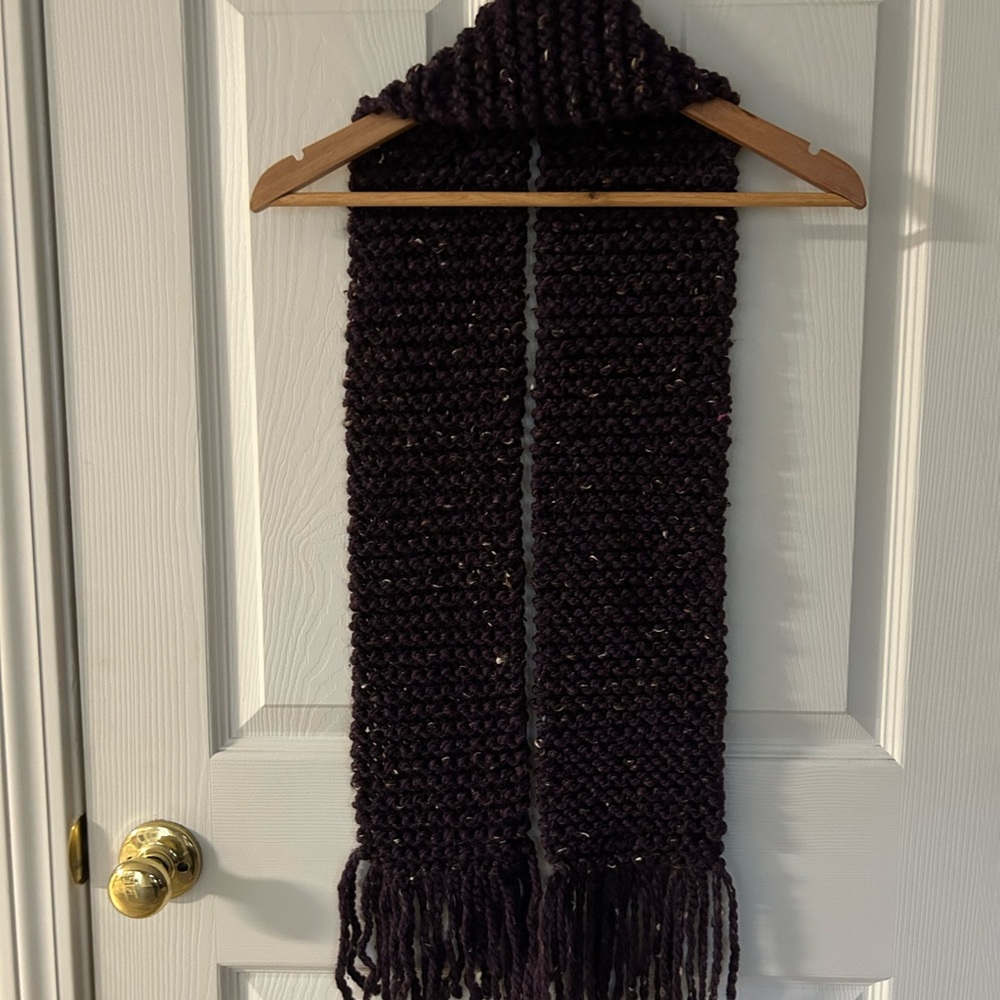 Handmade Knit Scarf with Fringe